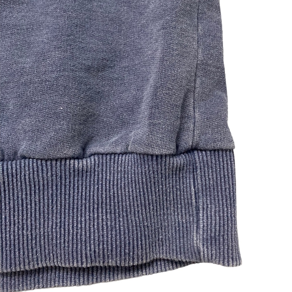 Vintage Stone Wash Finish Blue Polo Collar Pullover Sweatshirt - Picture 2 of 8